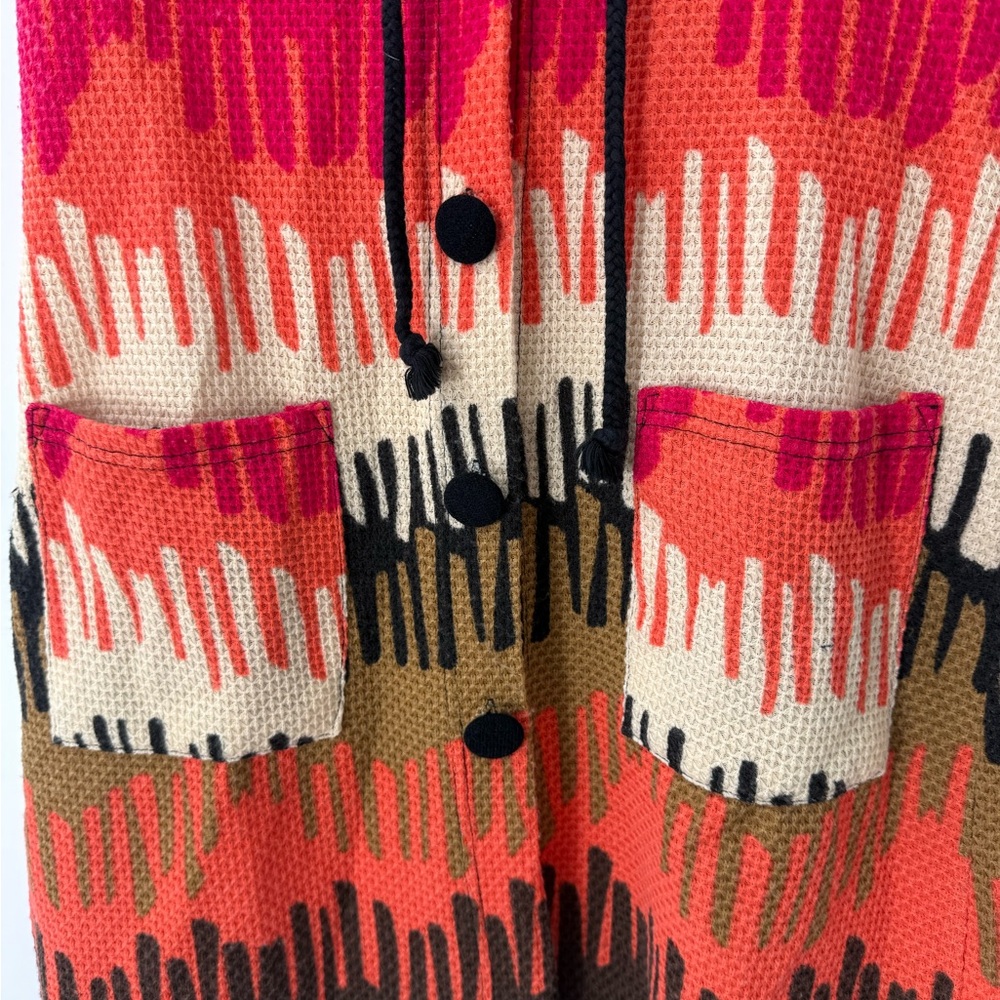 Anthropologie Aryeh Color Block Waffle Knit Sleeveless Hoodie Dress Boho Artsy - Picture 11 of 11
